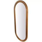 Miroir mural ovale en bois 51 po x 22 po avec cadre sculpté dimensionnel brun – Olivia & May