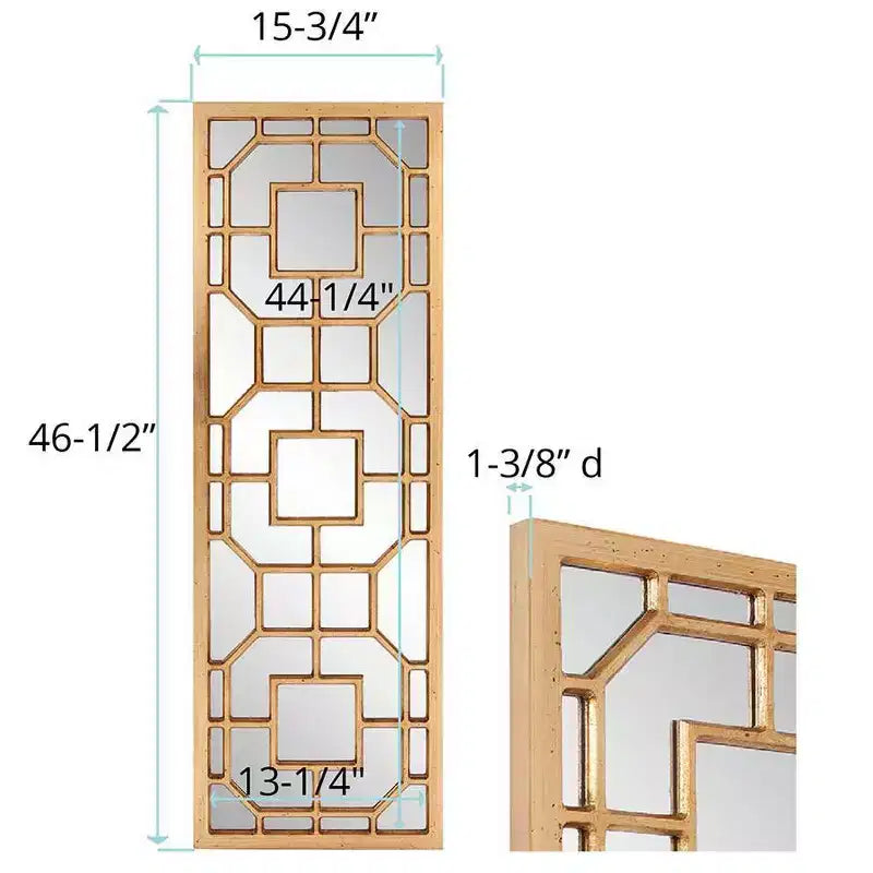 Miroir encadré Aldrich 46"x15.75" or antique Howard Elliott : Style moderne, fixation murale en MDF, aucun assemblage requis