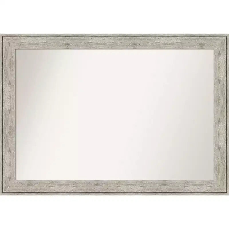 41" x 29" Non-Beveled Crackled Wall Mirror Metallic Silver, Modern Style - Amanti Art