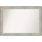 41" x 29" Non-Beveled Crackled Wall Mirror Metallic Silver, Modern Style - Amanti Art