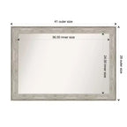 Miroir mural craquelé non biseauté de 41 po x 29 po Argent métallisé, style moderne - Amanti Art