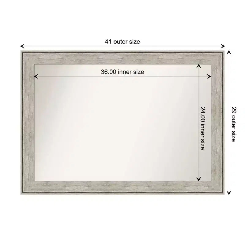 Miroir mural craquelé non biseauté de 41 po x 29 po Argent métallisé, style moderne - Amanti Art