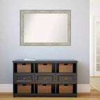 Miroir mural craquelé non biseauté de 41 po x 29 po Argent métallisé, style moderne - Amanti Art