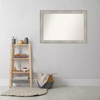 Miroir mural craquelé non biseauté de 41 po x 29 po Argent métallisé, style moderne - Amanti Art