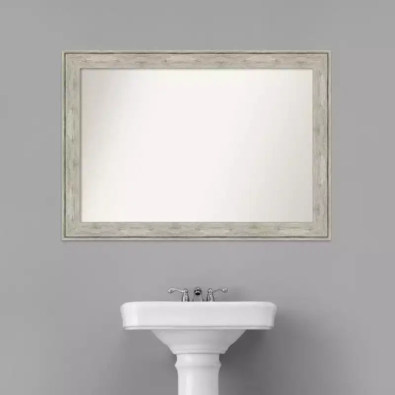 Miroir mural craquelé non biseauté de 41 po x 29 po Argent métallisé, style moderne - Amanti Art