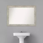 Miroir mural craquelé non biseauté de 41 po x 29 po Argent métallisé, style moderne - Amanti Art