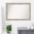 Miroir mural craquelé non biseauté de 41 po x 29 po Argent métallisé, style moderne - Amanti Art