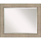 34" x 28" Beveled Trellis Silver Wood Wall Mirror - Amanti Art: Modern Rectangle, No Assembly Required
