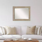 Miroir mural biseauté motif treillis argenté 34" x 28" - Amanti Art : rectangulaire, moderne, aucun assemblage requis
