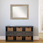Miroir mural biseauté motif treillis argenté 34" x 28" - Amanti Art : rectangulaire, moderne, aucun assemblage requis