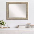 Miroir mural biseauté motif treillis argenté 34" x 28" - Amanti Art : rectangulaire, moderne, aucun assemblage requis
