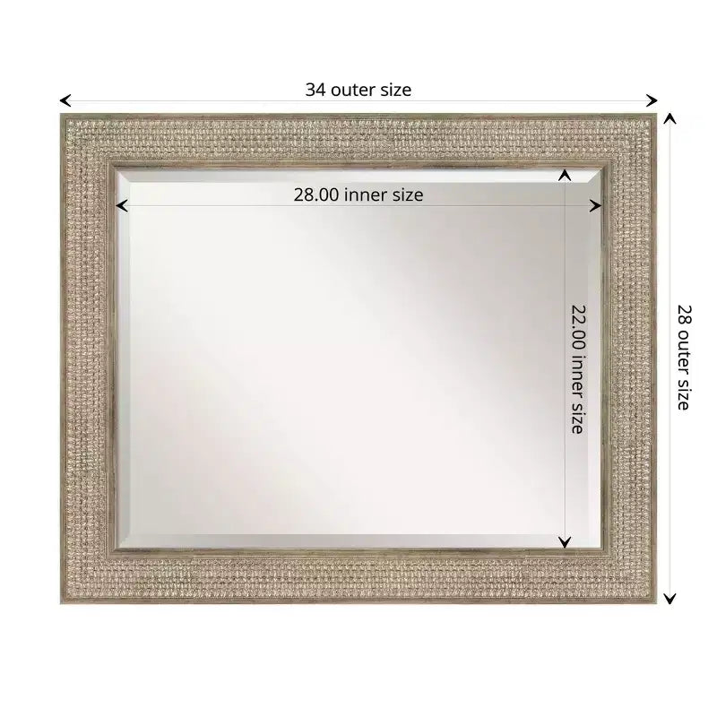 Miroir mural biseauté motif treillis argenté 34" x 28" - Amanti Art : rectangulaire, moderne, aucun assemblage requis