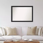 Miroir mural en bois noir Nero 42" x 31" sans biseau - Amanti Art : Rectangulaire moderne, quincaillerie de montage incluse