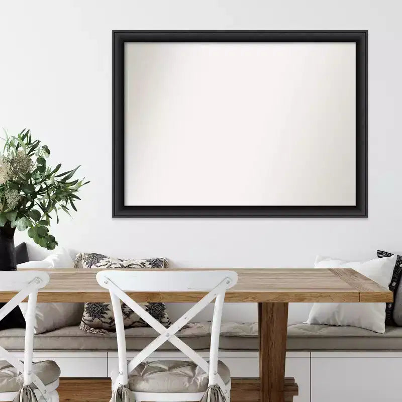 Miroir mural en bois noir Nero 42" x 31" sans biseau - Amanti Art : Rectangulaire moderne, quincaillerie de montage incluse