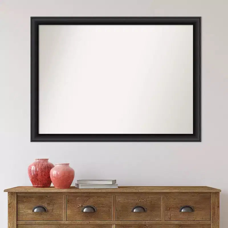 Miroir mural en bois noir Nero 42" x 31" sans biseau - Amanti Art : Rectangulaire moderne, quincaillerie de montage incluse