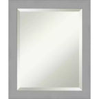 20" x 24" Brushed Nickel Framed Wall Mirror Silver - Amanti Art: Modern Beveled, No Assembly Required