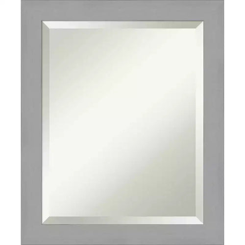 20" x 24" Brushed Nickel Framed Wall Mirror Silver - Amanti Art: Modern Beveled, No Assembly Required