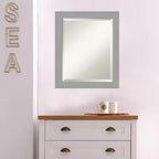 Miroir mural encadré en nickel brossé 20 po x 24 po Argent - Amanti Art : Moderne biseauté, aucun assemblage requis