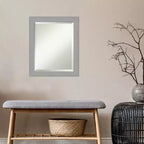 Miroir mural encadré en nickel brossé 20 po x 24 po Argent - Amanti Art : Moderne biseauté, aucun assemblage requis