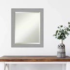 Miroir mural encadré en nickel brossé 20 po x 24 po Argent - Amanti Art : Moderne biseauté, aucun assemblage requis