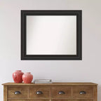 Miroir mural de salle de bain Amanti Art 34"x28" noir épave, sans biseau : Rectangulaire, cadre en polystyrène, fixation murale