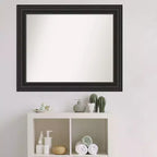 Miroir mural de salle de bain Amanti Art 34"x28" noir épave, sans biseau : Rectangulaire, cadre en polystyrène, fixation murale