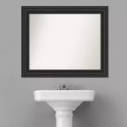 Miroir mural de salle de bain Amanti Art 34"x28" noir épave, sans biseau : Rectangulaire, cadre en polystyrène, fixation murale