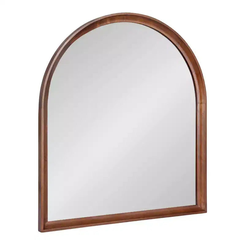 Kate & Laurel All Things Decor 32"X36" Hatherleigh Arch Wood Wall Mirror Walnut Brown