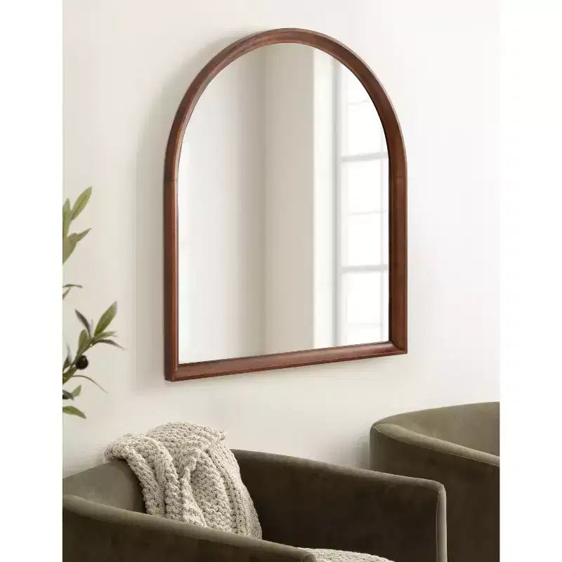 Miroir mural en bois Hatherleigh Arch Kate & Laurel All Things Decor 81 x 91 cm Noyer Marron