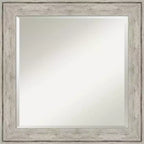 25" x 25" Crackled Metallic Framed Wall Mirror Silver - Amanti Art: Modern Square Beveled, No Assembly Required