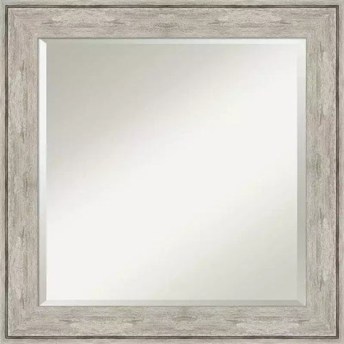 25" x 25" Crackled Metallic Framed Wall Mirror Silver - Amanti Art: Modern Square Beveled, No Assembly Required