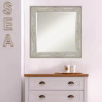 Miroir mural encadré métallique craquelé 25 po x 25 po argent - Amanti Art : Carré biseauté moderne, aucun assemblage requis
