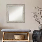 Miroir mural encadré métallique craquelé 25 po x 25 po argent - Amanti Art : Carré biseauté moderne, aucun assemblage requis