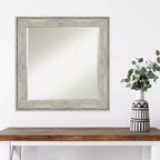 Miroir mural encadré métallique craquelé 25 po x 25 po argent - Amanti Art : Carré biseauté moderne, aucun assemblage requis