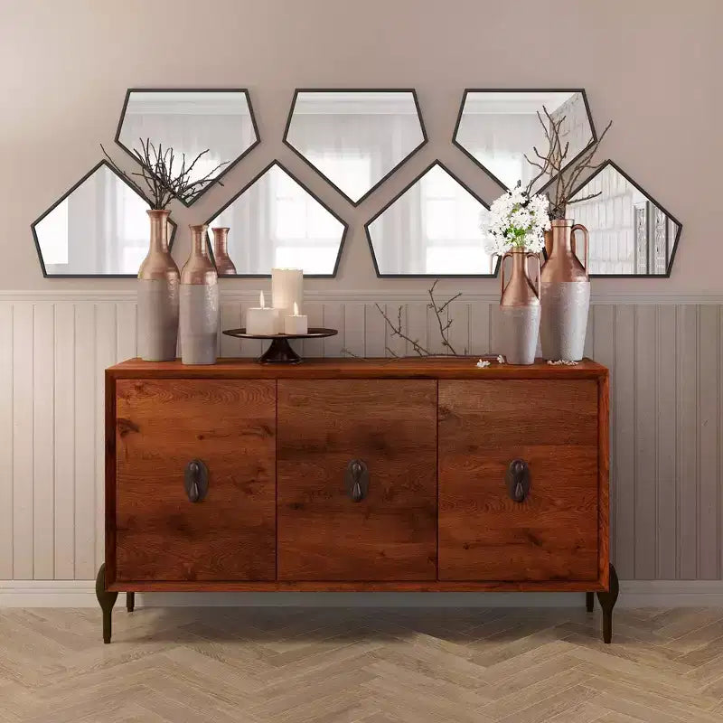 Miroir mural Howard Elliott 21,75"x17,75" Quintin à 5 côtés avec cadre en acier inoxydable noir