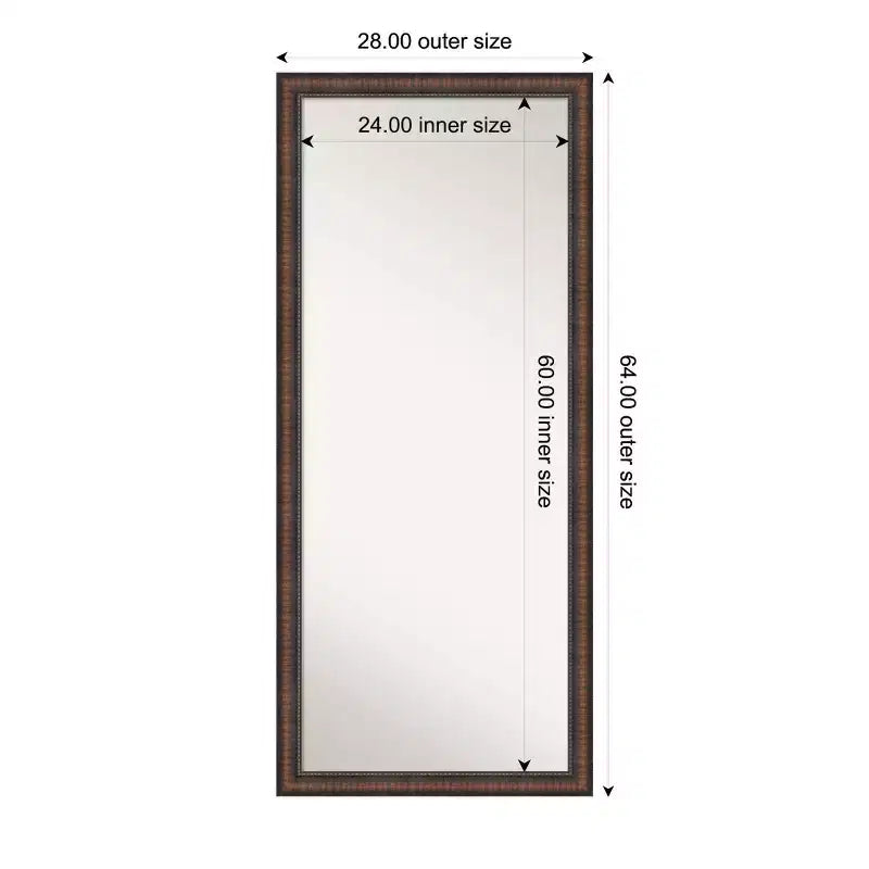 Amanti Art Miroir sur pied Caleb Brown encadré, sans biseau, 28"x64" : style ferme rustique, cadre en polystyrène