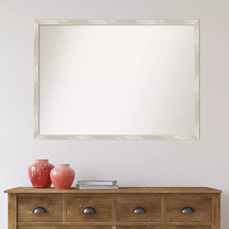 Miroir mural étroit en métal craquelé non biseauté 40" x 29" - Amanti Art : Cadre en polystyrène, quincaillerie de montage incluse