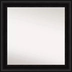 32"x32" Non-Beveled Parlor Bathroom Wall Mirror Black - Amanti Art: Modern Square, Wall Mount, Polystyrene Frame