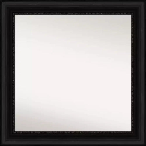 32"x32" Non-Beveled Parlor Bathroom Wall Mirror Black - Amanti Art: Modern Square, Wall Mount, Polystyrene Frame