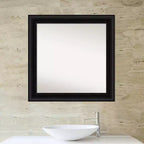 Miroir mural de salle de bain de 32 po x 32 po sans biseau, noir - Amanti Art : Moderne, carré, mural, cadre en polystyrène