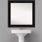 Miroir mural de salle de bain de 32 po x 32 po sans biseau, noir - Amanti Art : Moderne, carré, mural, cadre en polystyrène