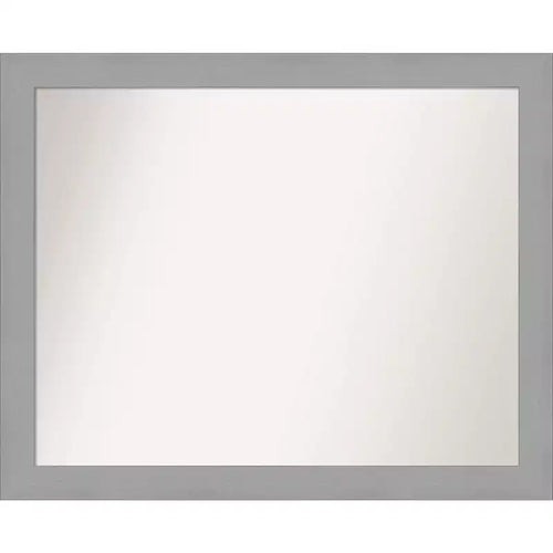 32" x 26" Non-Beveled Brushed Nickel Wall Mirror - Amanti Art: Modern Rectangular Decorative Mirror