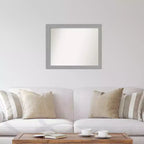 Miroir mural biseauté non-incliné 32" x 26" en nickel brossé - Amanti Art : Miroir décoratif rectangulaire moderne