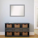 Miroir mural biseauté non-incliné 32" x 26" en nickel brossé - Amanti Art : Miroir décoratif rectangulaire moderne
