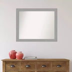 Miroir mural biseauté non-incliné 32" x 26" en nickel brossé - Amanti Art : Miroir décoratif rectangulaire moderne