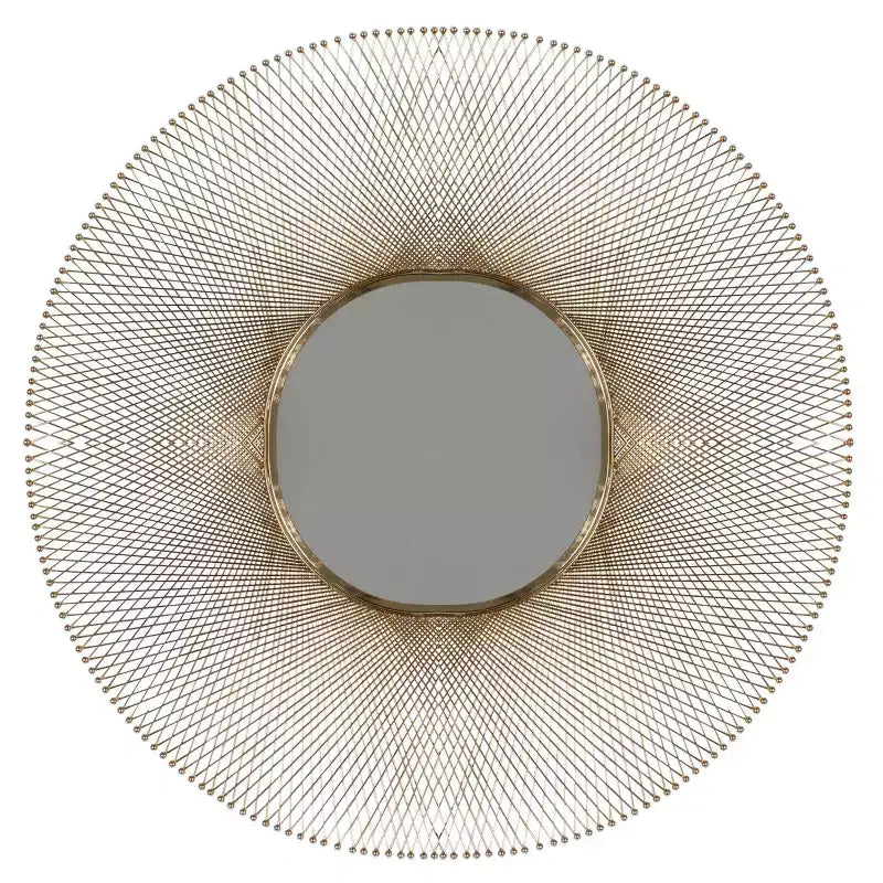 Metal Starburst Round Wall Mirror Gold - Olivia & May: Roulette Design, Modern Decor, No Assembly Required