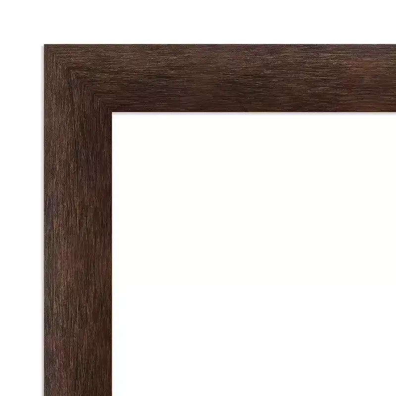 Miroir mural de salle de bain en bois étroit 29"x29" sans biseau Noyer chaud - Amanti Art : Carré moderne, montage mural, quincaillerie incluse