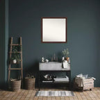Miroir mural de salle de bain en bois étroit 29"x29" sans biseau Noyer chaud - Amanti Art : Carré moderne, montage mural, quincaillerie incluse