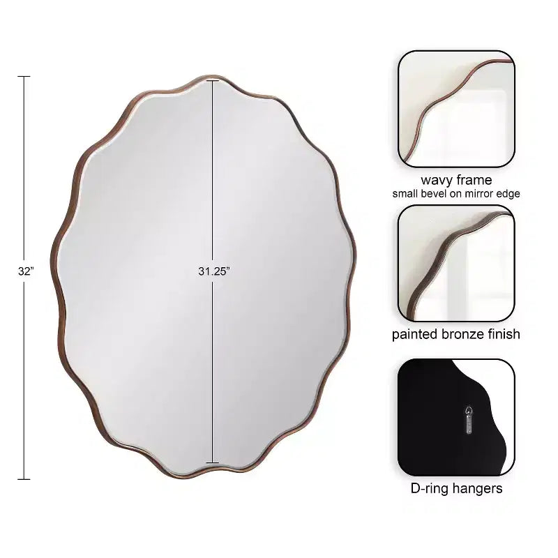Kate & Laurel All Things Decor Miroir rond festonné Viona 32"x32" Bronze