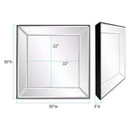 Miroir mural décoratif carré Howard Elliott Modern Vogue, argent : 22"x22", cadre en verre et bois, aucun assemblage requis